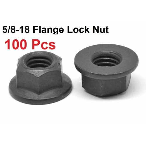 (Qty 100) 5/8-18 Flange Lock Nut Black